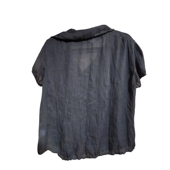 Allison Taylor Brown Short Sleeve Button Front Blouse Womens L 100% Polyester Li - Picture 2 of 3